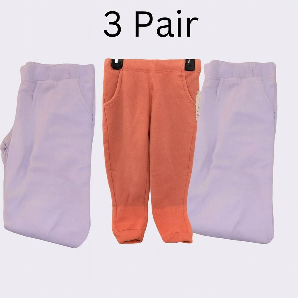 Wonder Nation 3 Pair Girls Fleece Jogger Pants Size XS